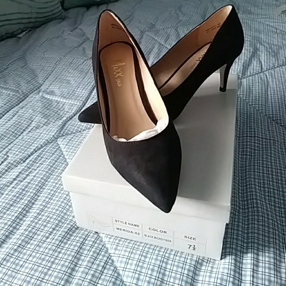 Black suede heels